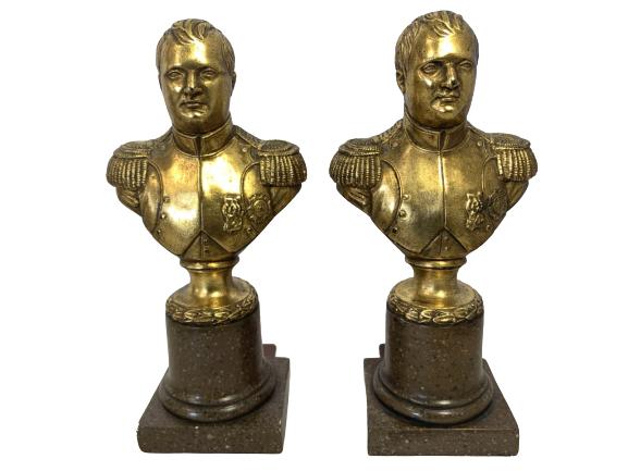 PAIR VNTG BORGHESE GOLD NAPOLEON BOOKENDS 10" (1 of 8)