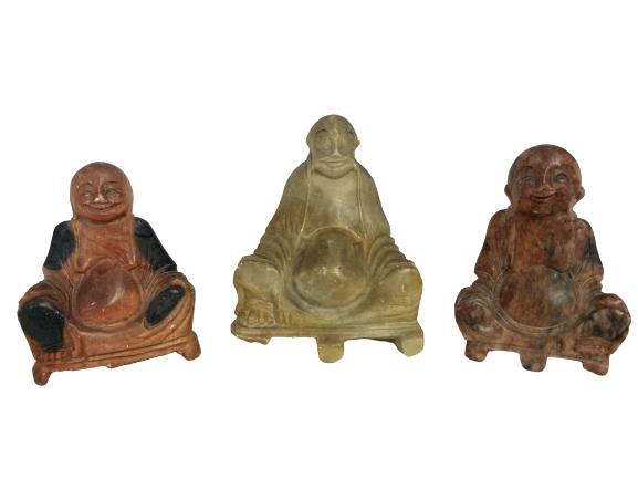 VNTG CARVED STONE MINI BUDDHA STATUES LOT OF 3 3.5 (1 of 6)