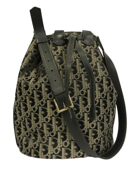 DIOR BLACK & GREEN CANVAS BUCKET TOTE SHOULDER BAG (1 of 7)