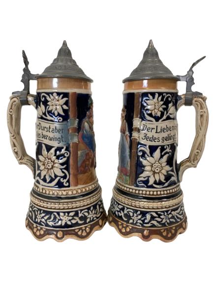 2 VINTAGE ERZEUGNIS GERMAN BEER STEIN MUSIC BOXES (1 of 8)