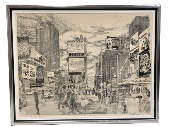 S. FINKENBERG LITHOGRAPH  NEW YORK CITY FRAMED 24" (1 of 6)