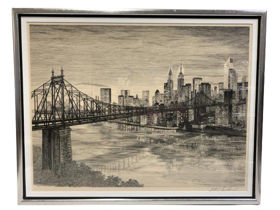 S. FINKENBERG LITHOGRAPH  NEW YORK CITY FRAMED 24" (1 of 5)