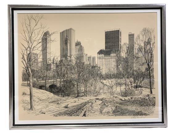 S. FINKENBERG LITHOGRAPH  NEW YORK CITY FRAMED 24" (1 of 5)