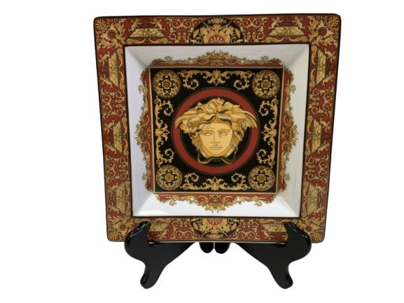 VTG VERSACE BY ROSENTHAL RED/GOLD MEDUSA TRAY 8.5" (1 of 8)