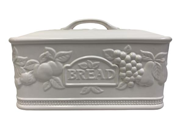 VTG PORTUQUESE CERAMIC BREAD BOX W LID 13" x 6.25" (1 of 8)