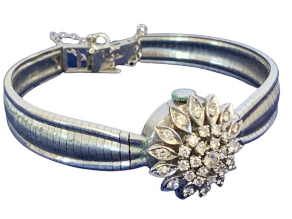 LA FEMME 14 K WHITE GOLD & DIAMOND WATCH BRACELET (1 of 5)