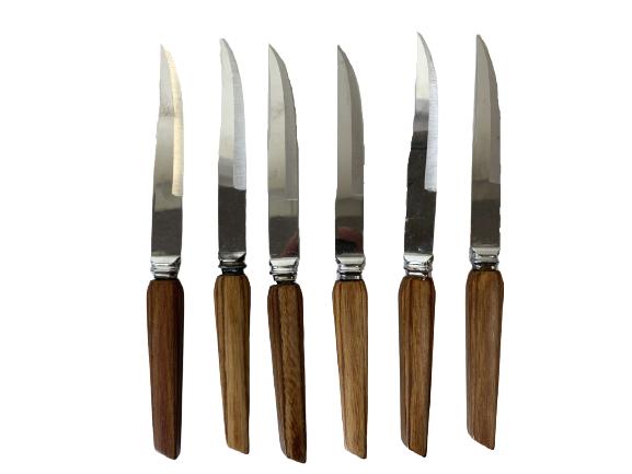 VINTAGE SET OF 6 SHEFFIELD WOOD HANDLED KNIVES (1 of 6)