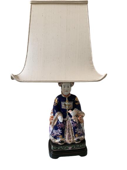 VINTAGE ASIAN LAMP W/ 2 FOO DOGS ON EACH SIDE  36" (1 of 9)