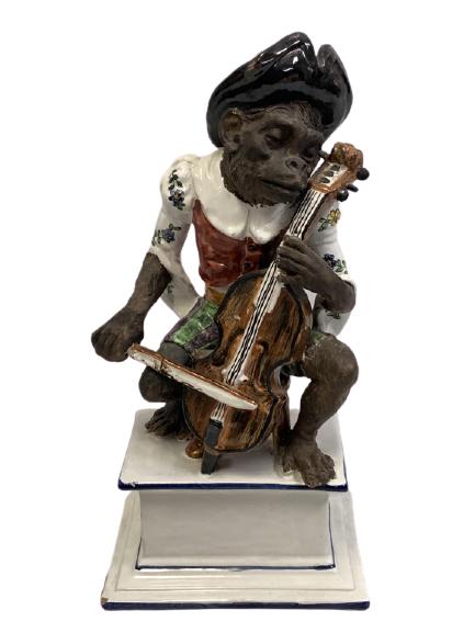 VINTAGE MONKEY PLAYING FIDDLE SCULPTURE 16" (1 of 7)