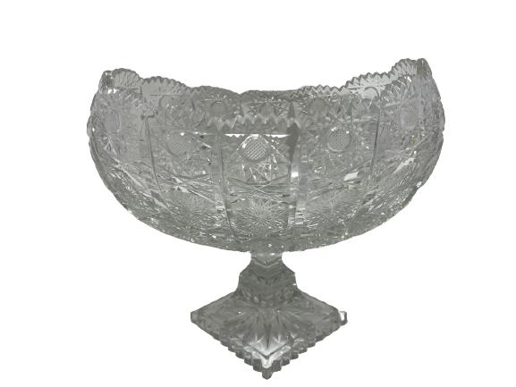 VINTAGE HAWKES GRAVIC CUT GLASS SERVING BOWL 9.5" (1 of 12)