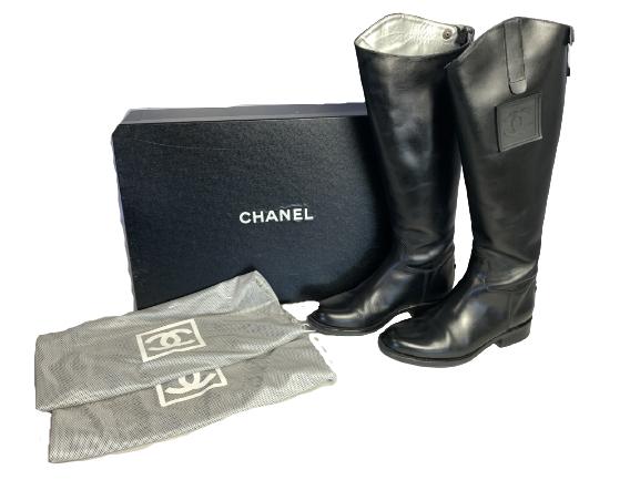 CHANEL HIGH LEATHER BOOTS WOMENS SIZE 37 (1 of 9)
