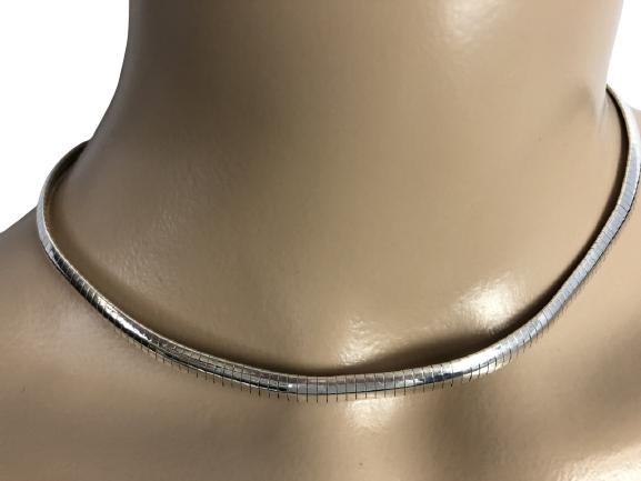 VINTAGE STERLING SILVER FLAT LINK CHAIN 16" LONG (1 of 8)