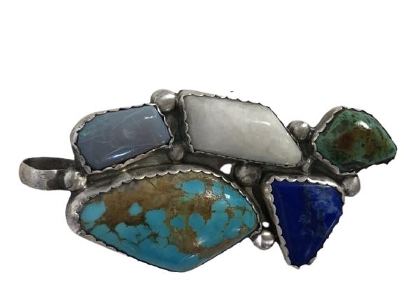 VTG STERLING SILVER  & ASSORTED STONE SLIDE 3" (1 of 6)