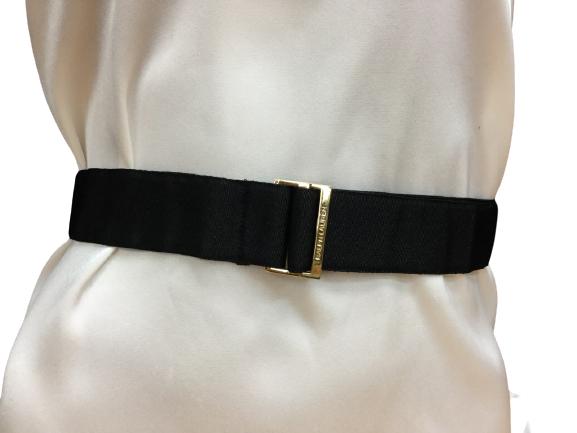 VTG RALPH LAUREN BLACK AND GOLD ADJUSTABLE BELT: VTG RALPH LAUREN BLACK AND GOLD ADJUSTABLE BELT - MEASURES 47.5" LONG