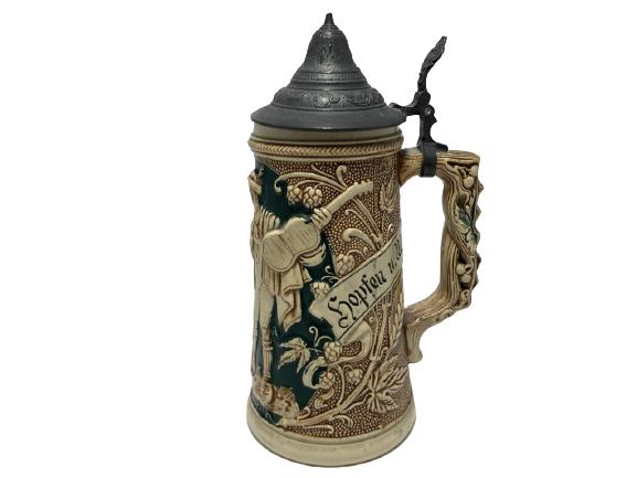 VINTAGE GERMAN LIDDED BEER STEIN 8" (1 of 8)