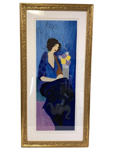 ITZCHAK TARKAY "LADY IN BLUE" FRAMED SERIGRAPH 45" (1 of 8)