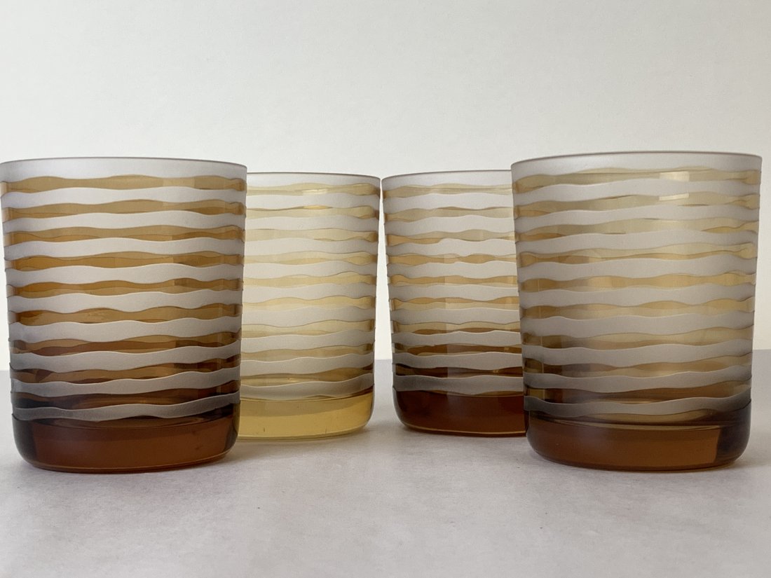 4 VTG ETCHED COCKTAIL BAR GLASSES TUMBLERS 10OZ (1 of 5)