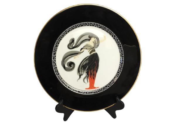 ERTE FLAMES D'AMOUR ART DECO BONE CHINA PLATE 12": ERTE FLAMES D'AMOUR ART DECO BONE CHINA PLATE 12"