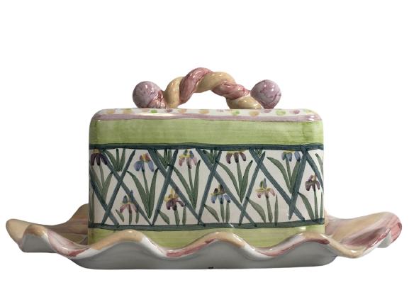 VTG MACKENZIE CHILDS PICCADILLY CHEESE DISH 10" (1 of 4)