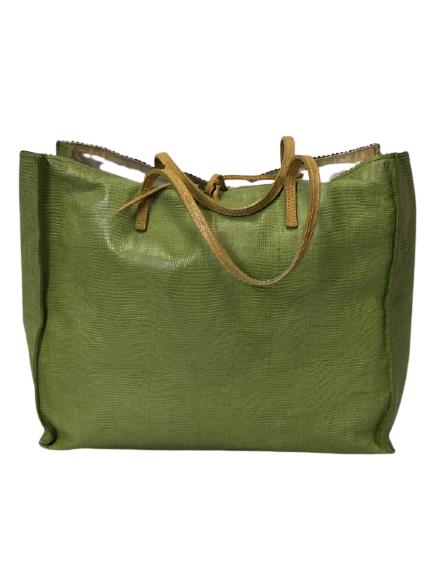 SUAREZ NY LIME GREEN TOTE STYLE LEATHER HANDBAG (1 of 5)