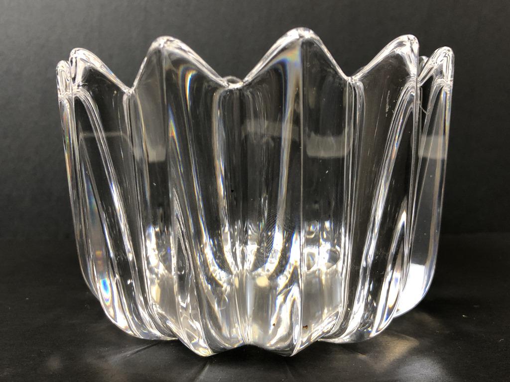 ORREFORS GLASS BOWL.5": ORRAFERS GLASS BOWL-3.5" X 4.5"-SIGNED ON BOTTOM