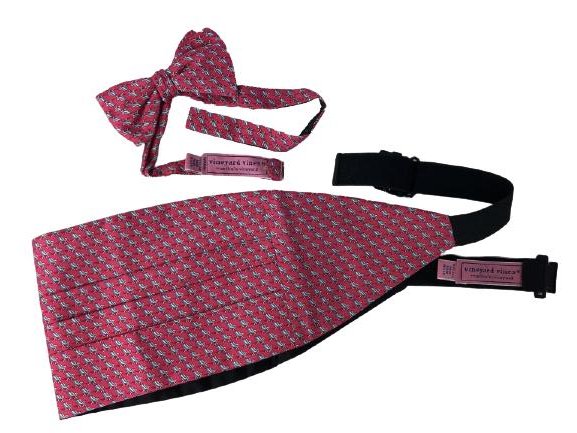 VINEYARD VINES PINK SILK CUMMERBUND & BOWTIE SET (1 of 6)