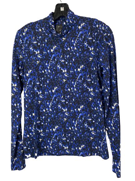 ST JOHN EXOTIC BLUE PRINT STRETCH SHIRT SIZE M (1 of 3)