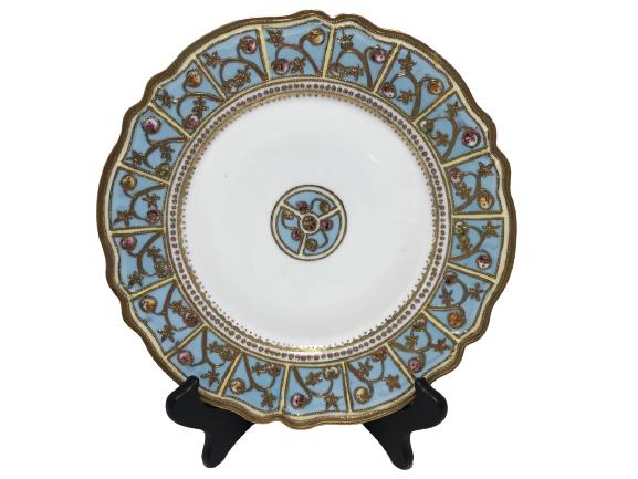 NORITAKE NIPPPON GOLD & BLUE HAND PAINTED PLATE: NORITAKE NIPPPON GOLD & BLUE HAND PAINTED PLATE