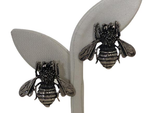 VTG STERLING SILVER BEE PIERCED EARRINGS 9 GS 1" (1 of 4)