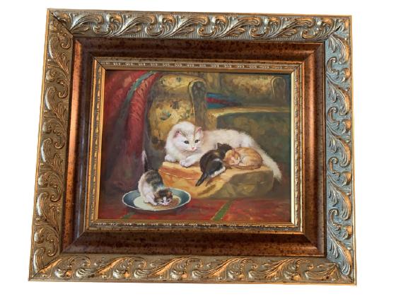 BEAUTIFUL FRAMED MOTHER CAT  AND KITTEN GICLEE (1 of 2)