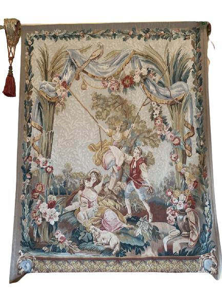 VINTAGE  LARGE HAND EMBRIODERED TAPESTRY 87"H (1 of 5)