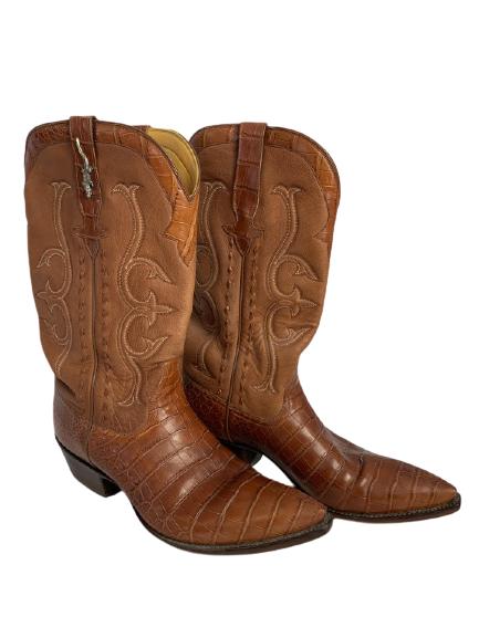 STALLION BROWN LEATHER COWBOY BOOTS MENS SZ 9 (1 of 6)