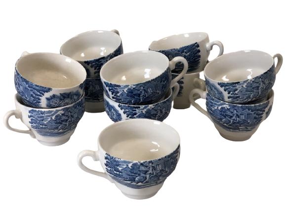 VINTAGE ENGLISH PORCELAIN TEA CUPS SET OF 11 (1 of 2)