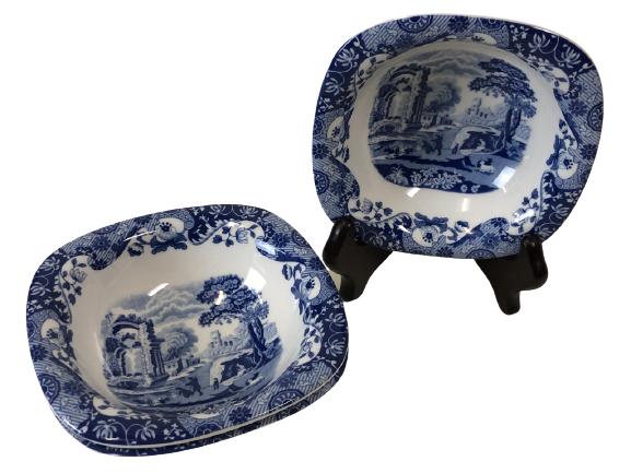 VTG SPODE "ITALIAN" SQUARE CONDIMENT BOWLS SET/3: VTG SPODE "ITALIAN" SQUARE CONDIMENT BOWLS SET/3 - 5" X 5" X 1.5"