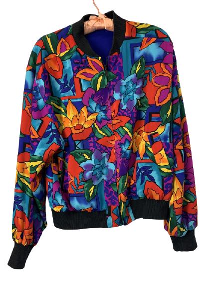 MULTICOLOR FLORAL ZIP JACKET SIZE MEDIUM (1 of 2)