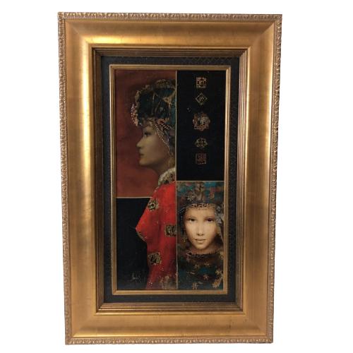 M. CSABA  EMBELISHED PAINTING ON CANVAS FRAMED 34" (1 of 7)