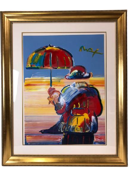 PETER MAX "UMBRELLA MAN"MIXED MEDIA PAINTING 45.5" (1 of 5)