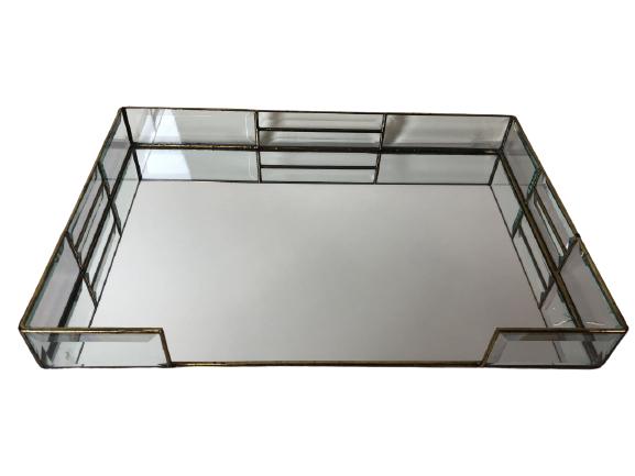 VINTAGE MODERN MIRROR & BRASS  TRAY 18" (1 of 7)