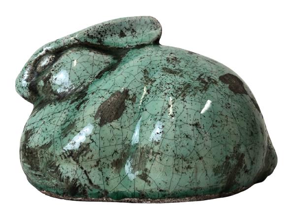 VTG CRACKLE GLAZE CERAMIC BUNNY RABBIT STATUE 9" (1 of 9)
