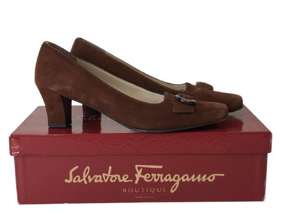 SALVATORE FERRAGAMO "FRANCINE" SZ 7 WOMENS SHOES: SALVATORE FERRAGAMO "FRANCINE" SZ 7 AAA NERO CALF WOMENS SHOES WITH BOX -VERY GOOD VINTAGE CONDITION, SEE PHOTOS