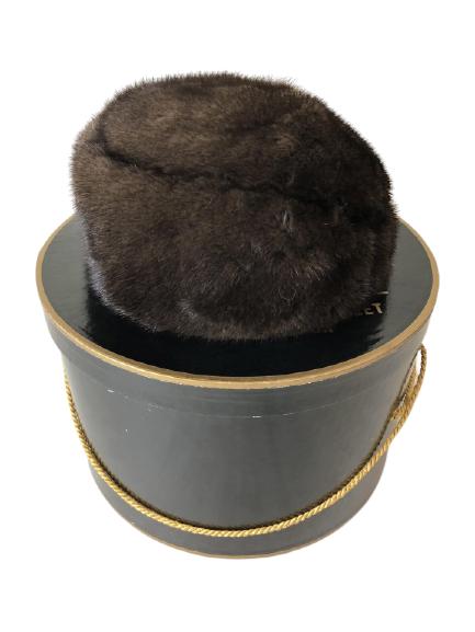 VINTAGE REAL FUR MINK WOMENS HAT W BOX (1 of 7)