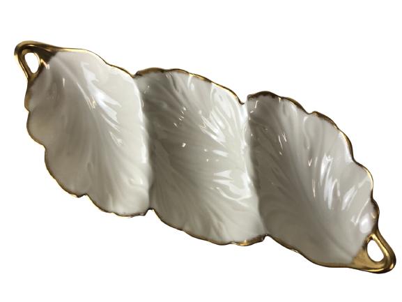 VTG LENOX 3 SECTION SERVER DISH W GOLD TRIM 16" (1 of 8)