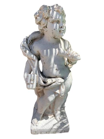 VINTAGE CONCRETE STATUE WITH BLANKET 30" (1 of 2)