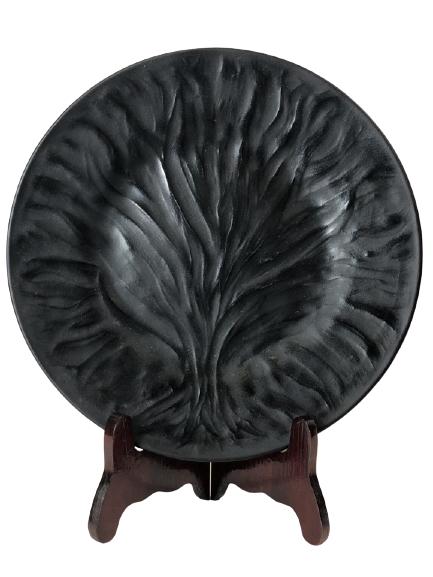 VTG BLACK RAKU DECORATIVE CERAMIC PLATE 10.5" (1 of 4)