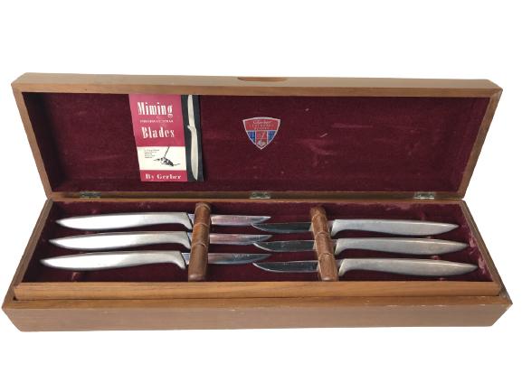 11 GERBER MIMING MODERN STEAK KNIVES W CASE (1 of 12)