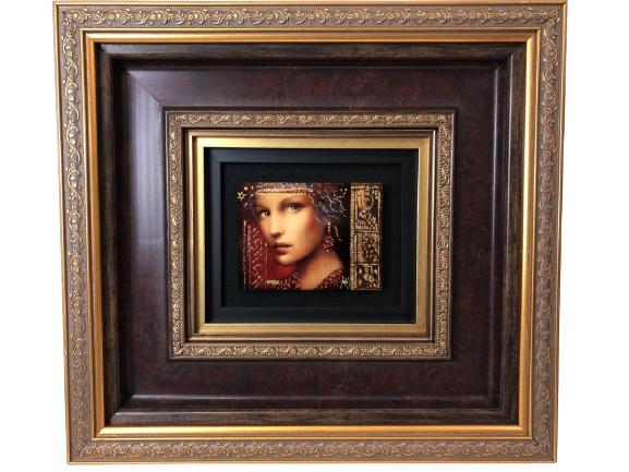 M. CSABA  EMBELISHED DYE PRINT ON WOOD 18" (1 of 8)