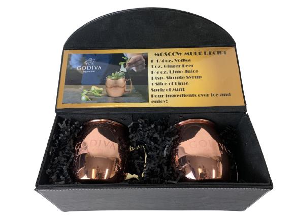 GODIVA COPPER MUGS SET OF 2 (3.5")-NEW IN BOX (1 of 8)