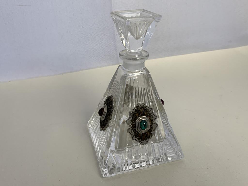 VTG ANN CICHON CRYSTAL JEWELED PERFUME BOTTLE 5" (1 of 8)