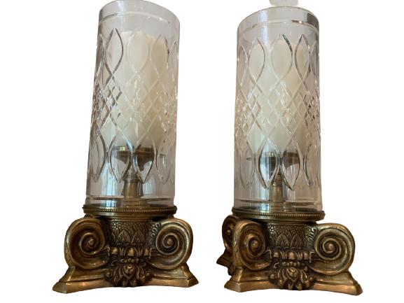 PAIR OF CASTILIAN BRONZE CRYSTAL CANDLESTICKS (1 of 1)