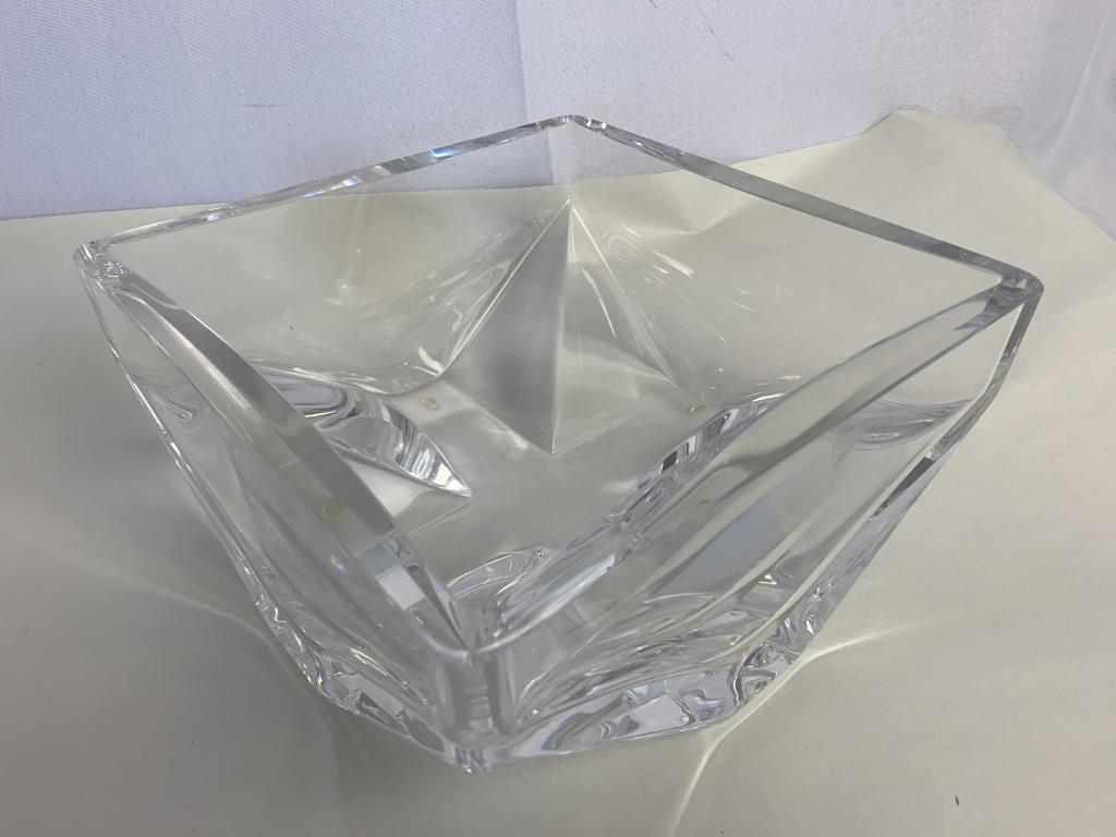 VINTAGE ORREFORS SQUARE CRYSTAL SERVING BOWL 8.75" (1 of 8)
